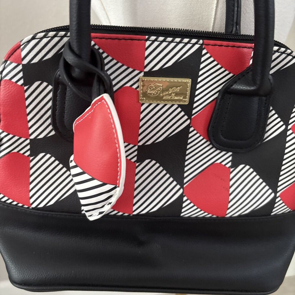 Luv Betsey Betsey Johnson Satchel Handbag Red Black Geometric Crossbody Bag